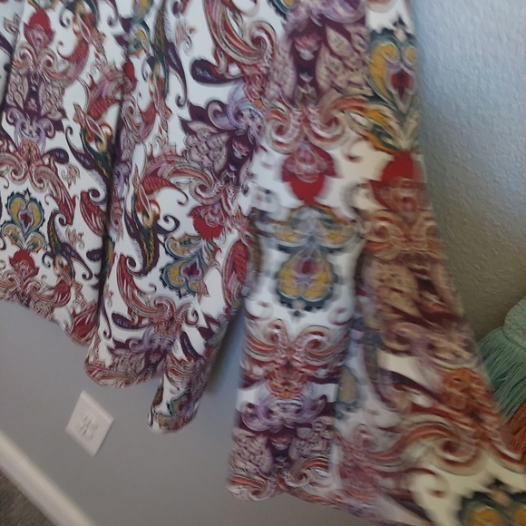 Chicos-3 Multicolored Split sleeve Paisley Pattern Blouse XL Western Festival - Picture 9 of 9